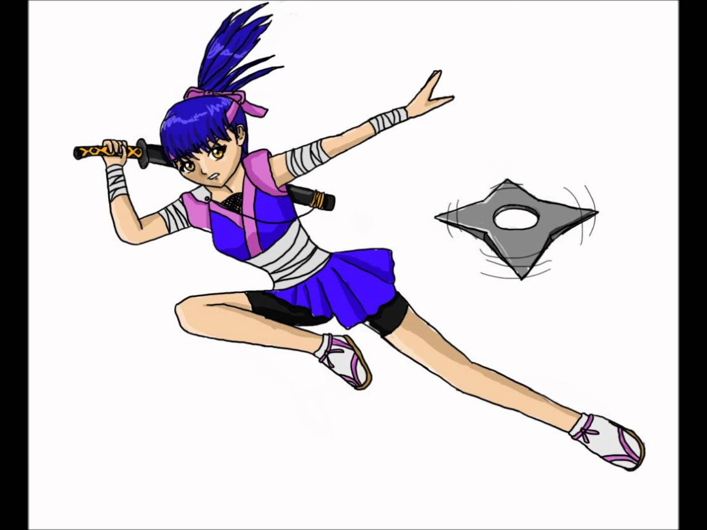 1440x1080 Manga Anime Ninja Girl Drawing
