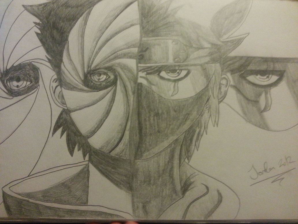 1032x774 A3 Pencil Sketch Obito And Kakashi By Artisticninja