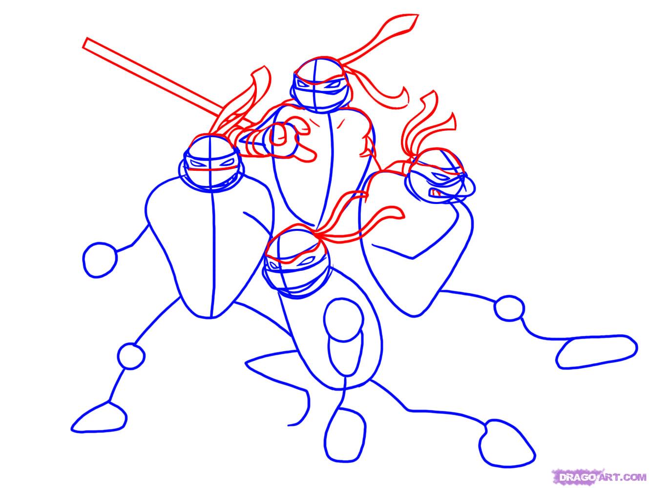 1329x1000 How To Draw Ninja Turtles, Step By Step, Characters, Pop Culture