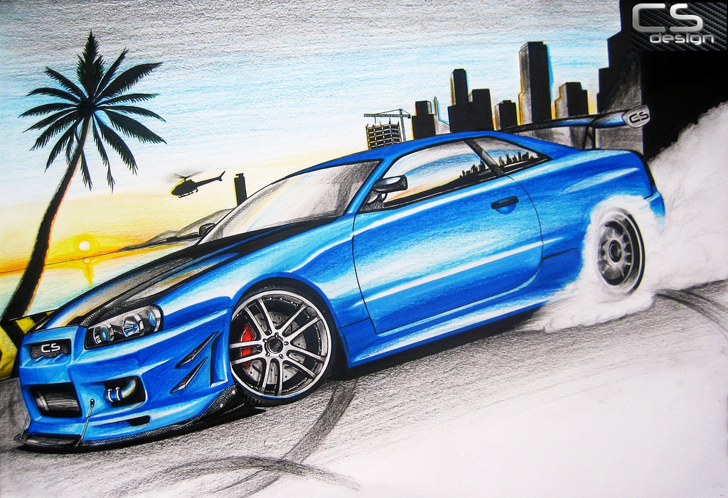 1024x701 Nissan Skyline Gt R34 This One Of My Favorite Drawing I