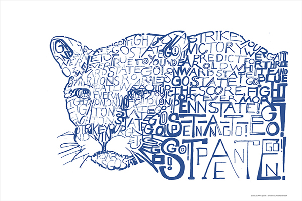 600x400 Penn State Nittany Lion (Fight Song Lyrics) Old Main Frame Shop