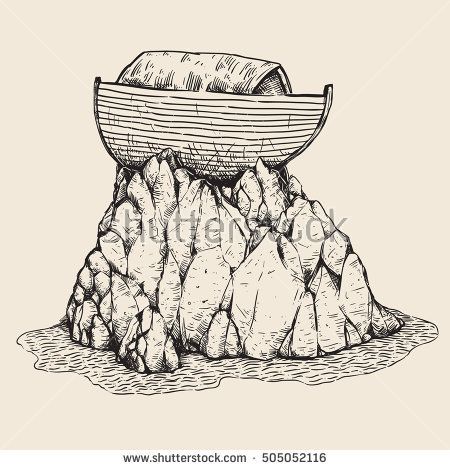 450x470 Noah Ark Sketch Hand Drawing Black And White Genesis Flood