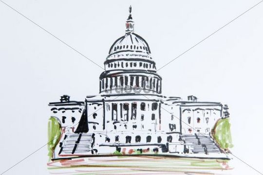 540x360 Capitol, Washington, Usa, North America, Drawing By Gerhard Kraus,