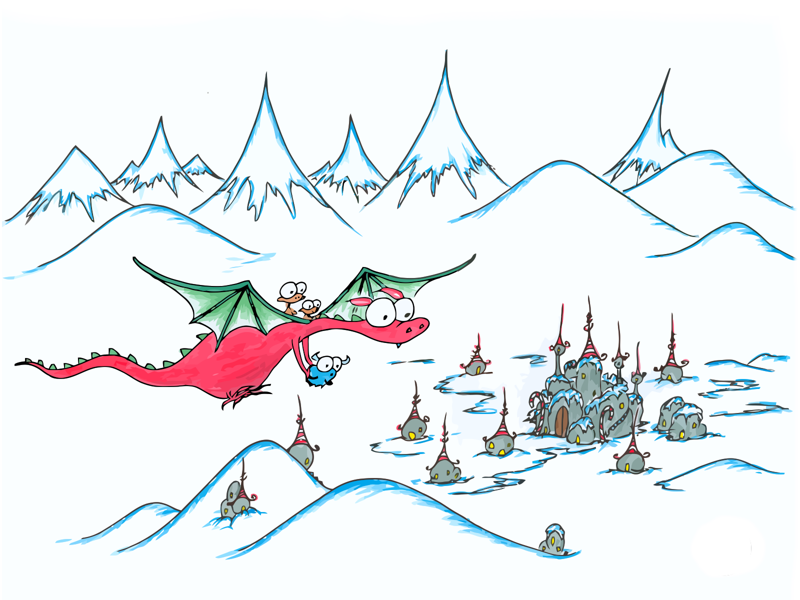1600x1200 A Christmas Dragon Flying To The North Pole