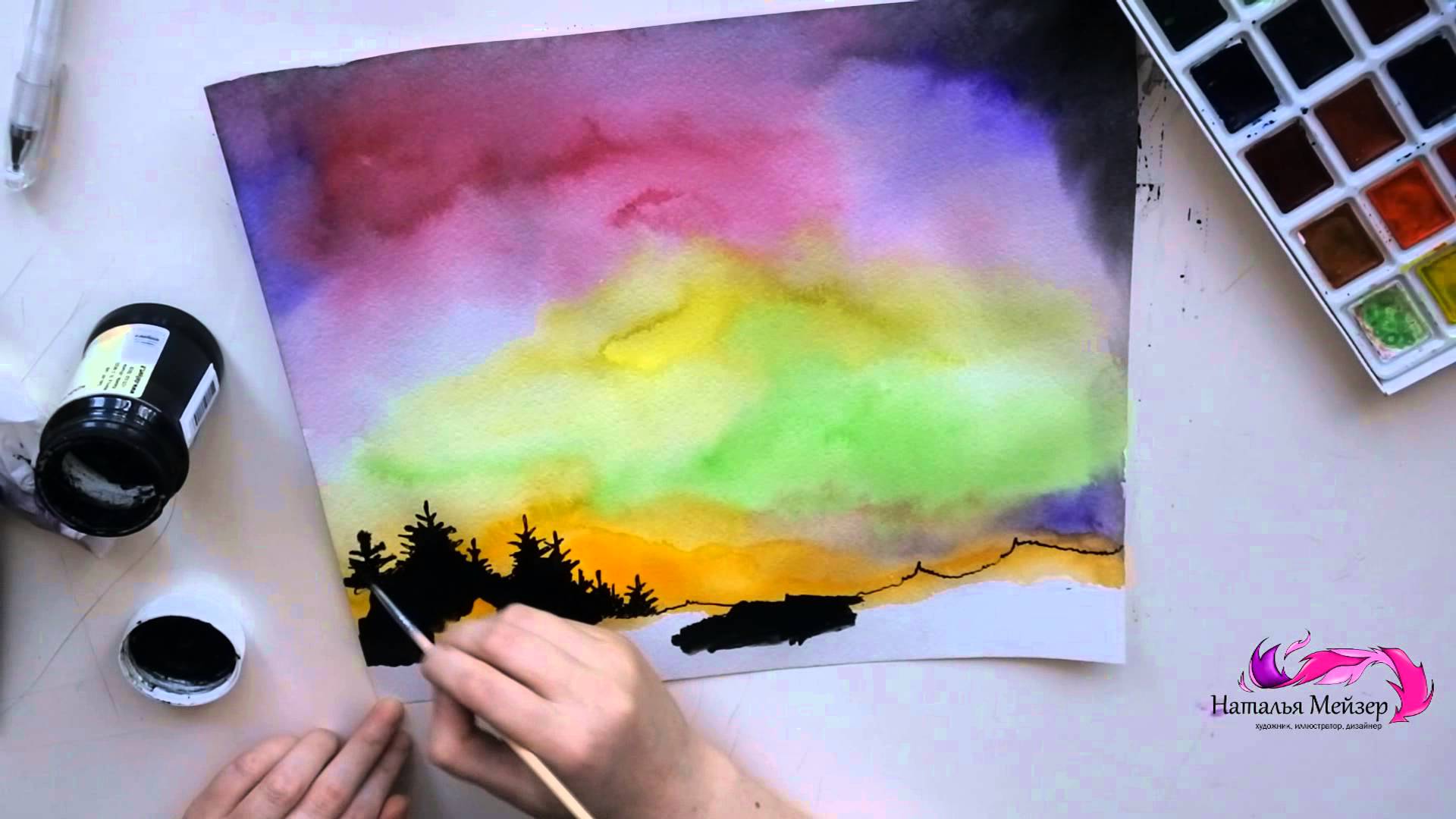 1920x1080 How To Draw The Northern Lights (Watercolor Tutorial)
