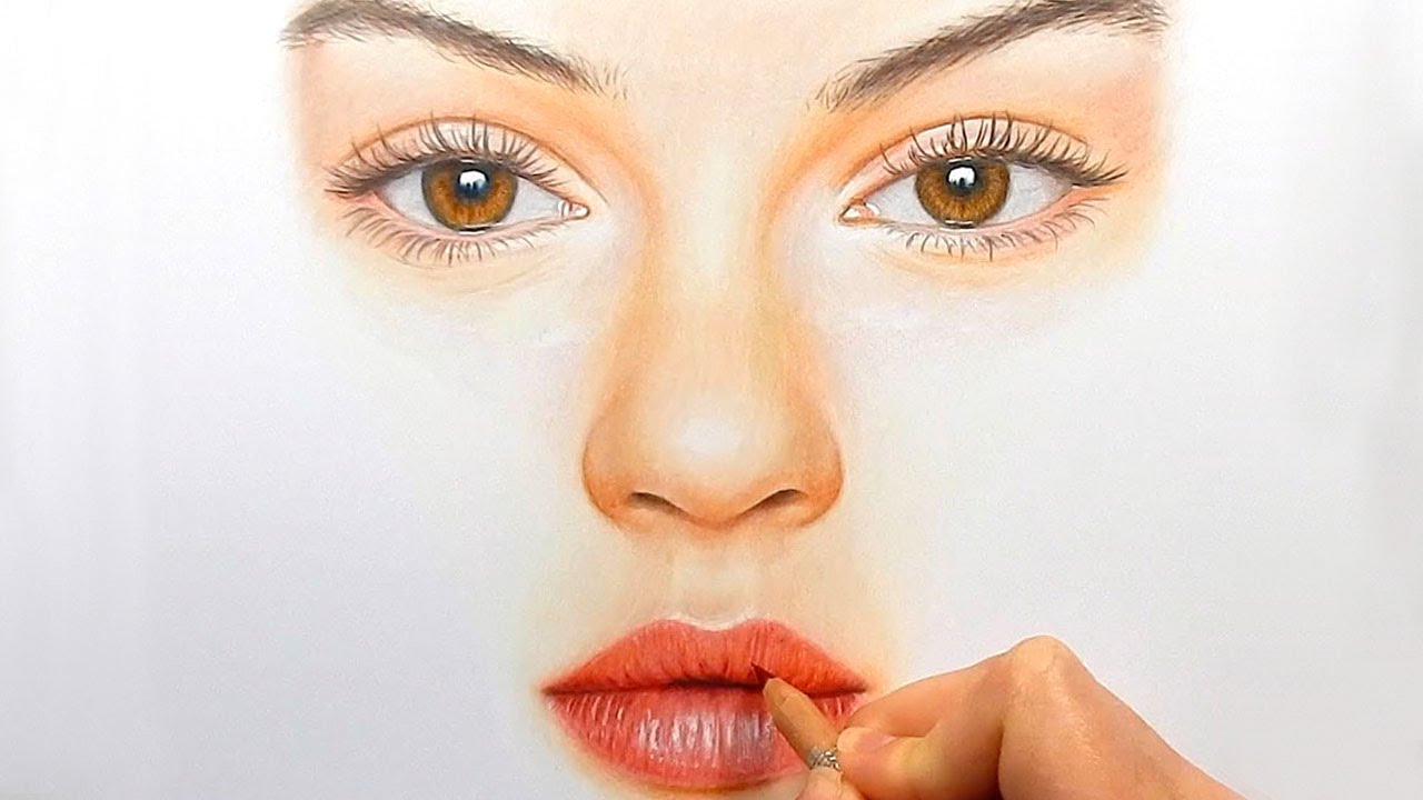1280x720 Pencil Sketch Eye Nose Lips Timelapse Drawing, Coloring