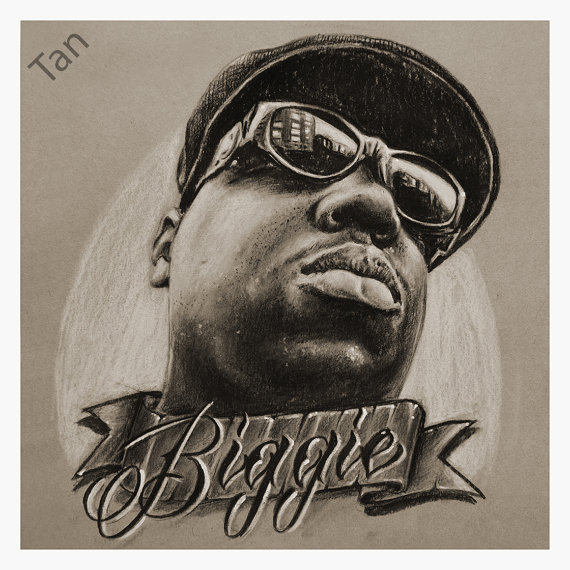 570x570 Jeremy Worst Biggie Drawing Sketch Charcoal Fine Art Print