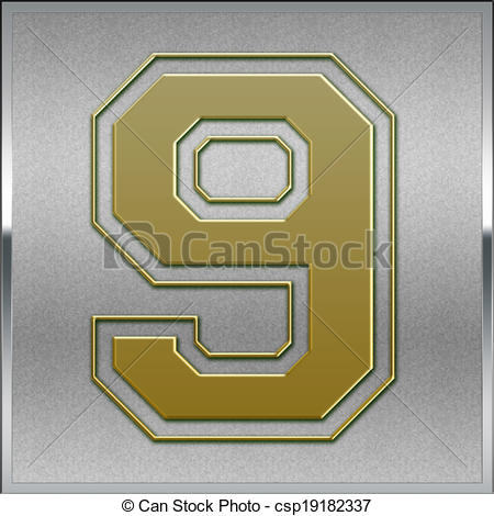 450x470 Gold On Silver Number 9 Position, Place Sign Or Medal Drawings
