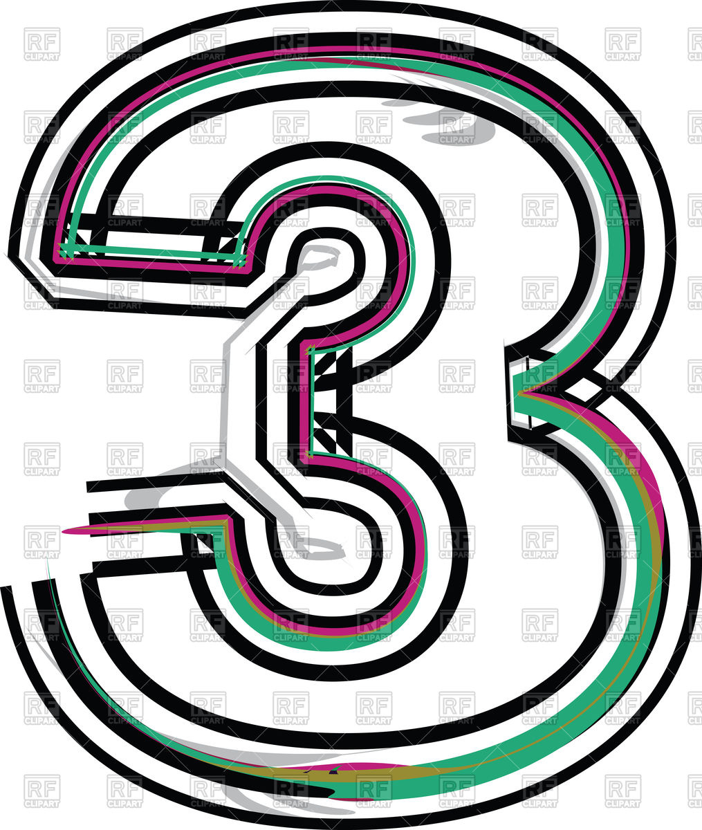 1015x1200 Number 3, Three On White Background Royalty Free Vector Clip Art