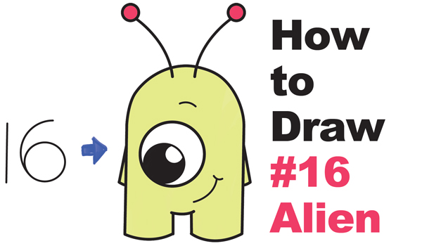 600x350 How To Draw Cute Cartoon Alien From Numbers 16 Easy Step By Step