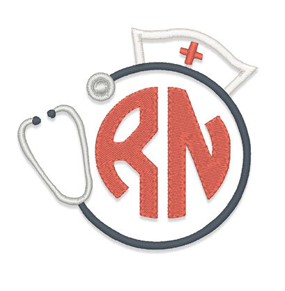 409x418 Nurse Hat Stethescope Monogram Frame Embroidery Design