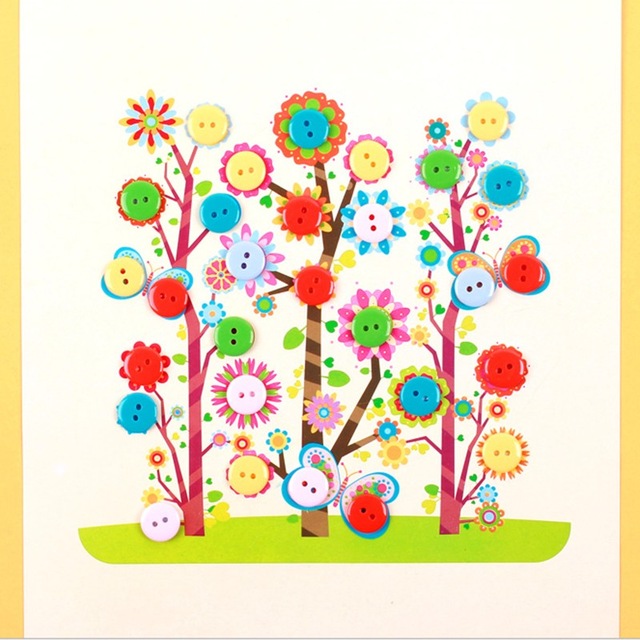 640x640 Kids Diy Picture Handmade Buttons Paste Painting Children Drawing