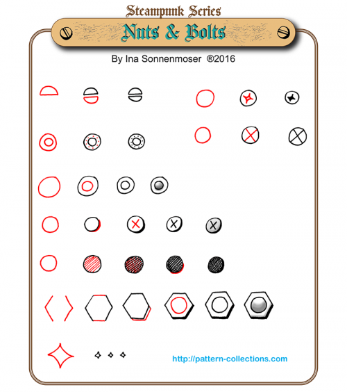 500x564 Nuts Amp Bolts Steampunk Tangle Pattern Ina Sonnenmoser
