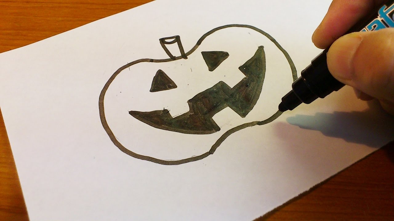 1280x720 Very Easy ! How To Draw A Halloween Jack O' Lantern 2016