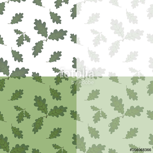 500x500 Set Of Green Oak Leaves. Drawing Without The Mesh Of The Game