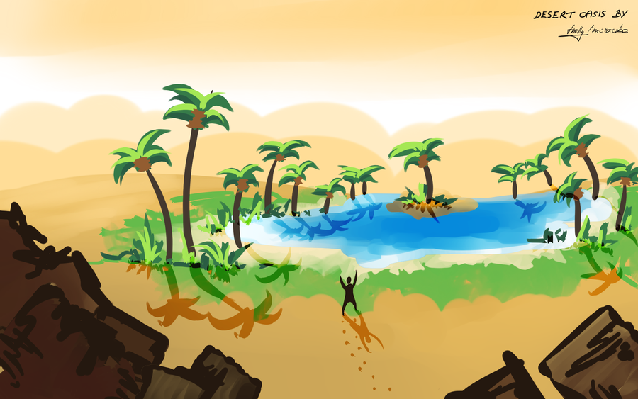 900x563 Drawing Of Oasis