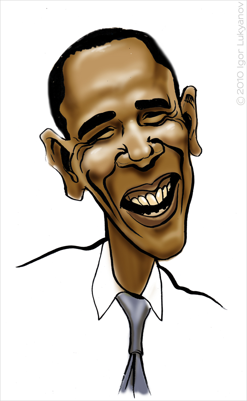 800x1296 Smiling Barrack Obama Caricature