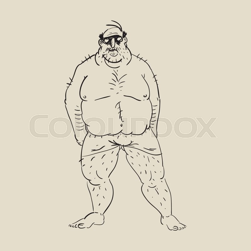 800x800 Cartoon Fat Guy. Hand Drawn Fat Man. Character Stock Vector