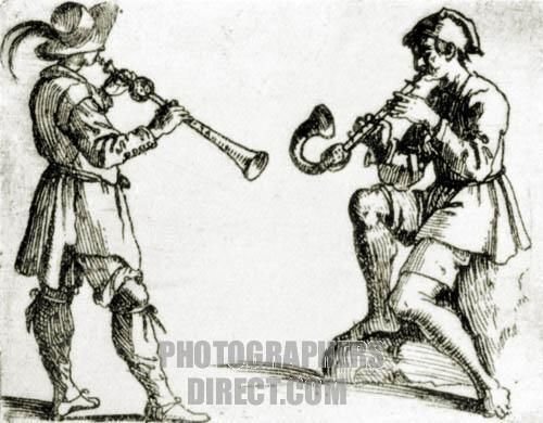 500x390 Drawing Of Renaissance Musicians Playing ( L ) Shawm And ( R
