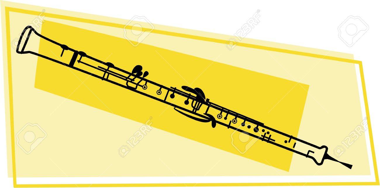 1300x643 Line Drawing Of A Oboe Wood Wind Musical Instrument Stock Photo