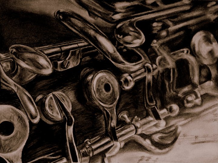 720x540 Oboe Drawing By Laura Schroeder. Hb 7b Pencil On Paper. Music