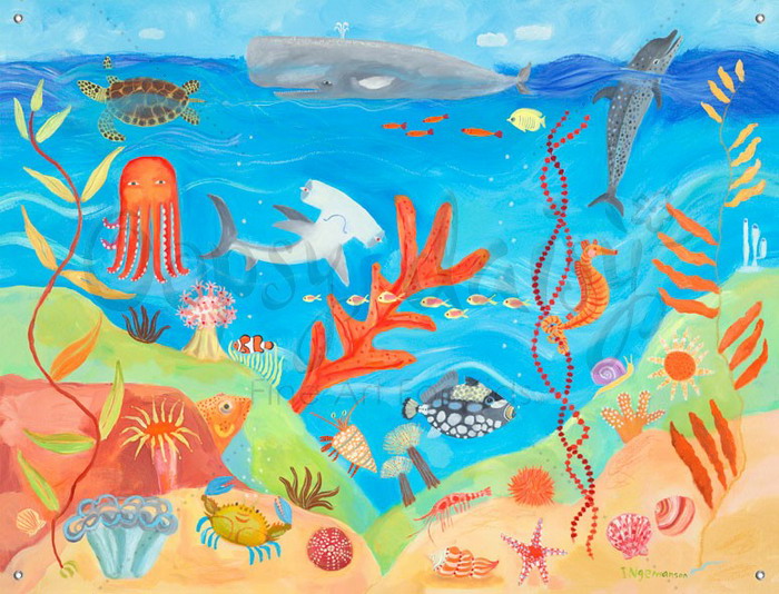 700x534 Kids Canvas Mural With Ocean World Theme