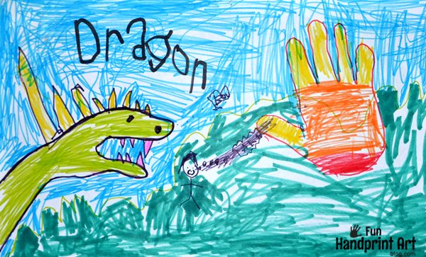 600x363 Kids Hand Drawings Ocean Animals And Dragon With Fire