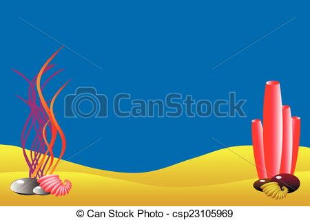 450x320 Under Water, Ocean Floor, Vector Illustration. Clip Art Vector