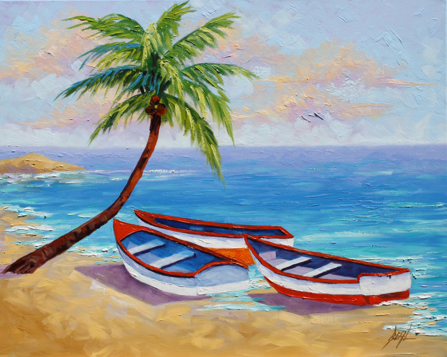 1500x1198 Simple Scenery Paintings For Children Tropical Beach Seascape