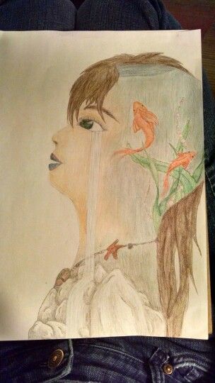 304x540 Colored Pencil Drawing Of A Girl Dreaming Thinking About