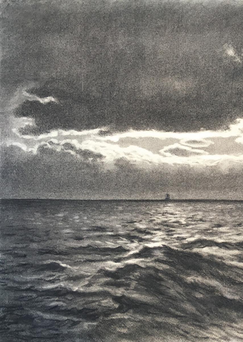 855x1200 Moonlight Effect On The Sea Ricard Cordinley Georges, Black