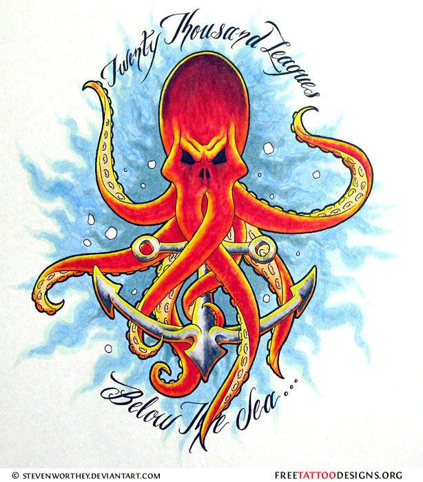 614x700 66 Octopus Tattoo Designs