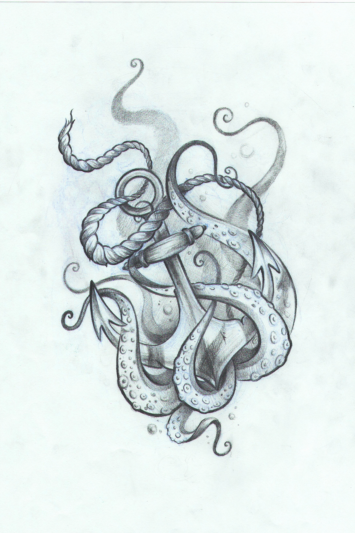 1200x1798 Anchor Tattoo With Octopus By Ng On Behance Tattoo Design