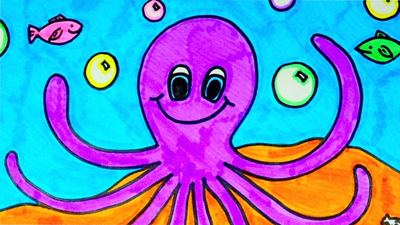 1280x720 How To Draw An Octopus Kids Coloring Video