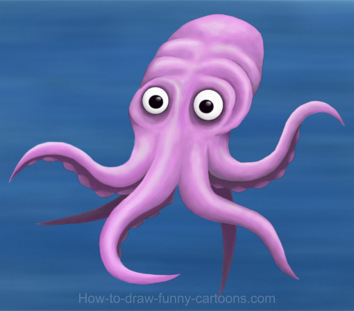 510x447 Octopus Drawing (Cartoon Painting)