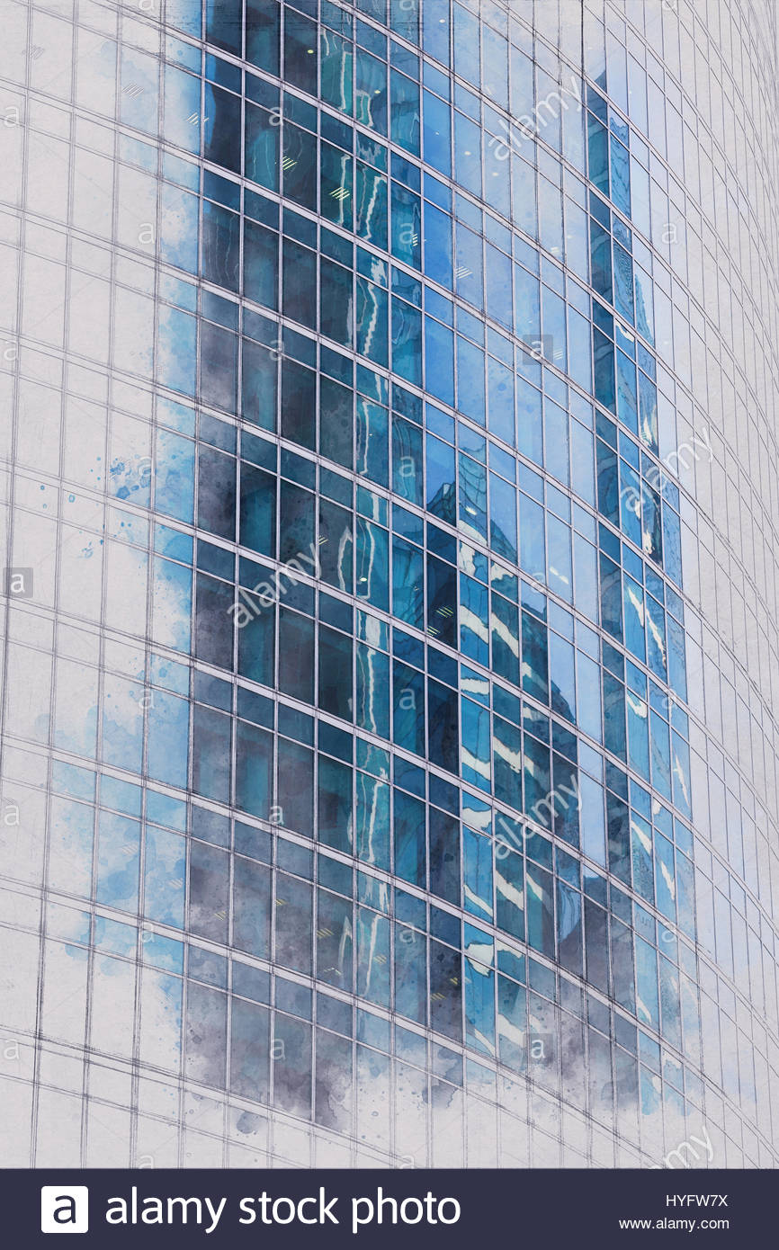 866x1390 Architectural Drawing On The Glass Thefice Building