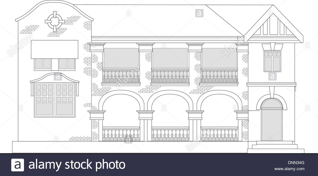 1300x721 Line Drawing Illustration Of A Commercial Office Building