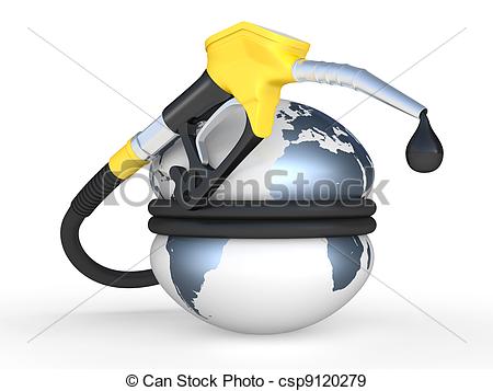 450x357 Earth Squeezed And Fuel Pump Nozzle With Drop Oil. 3d Stock