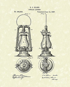 240x300 Lantern 1887 Patent Art Drawing By Prior Art Design