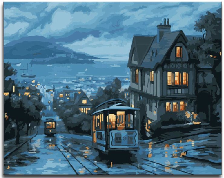 741x589 Night Street Diy Digital Paint Drawing Kit Oil Painting By