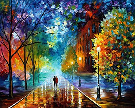 450x360 Paint By Number Kit,diy Oil Painting Drawing Romantic Street