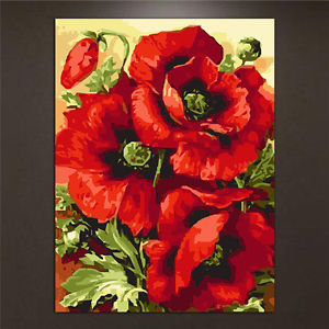 300x300 Poppy Flower Oil Painting Diy Paint By Numbers Acrylic Drawing
