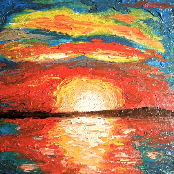 600x600 Sunset Oil Painting By Golfiscool