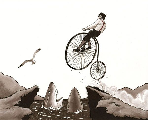 600x484 Drawn Biker Old Bicycle