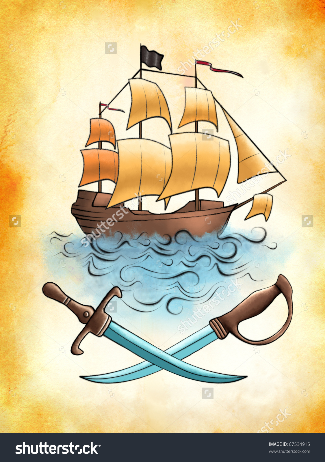 1125x1600 Old Pirate Ship Drawing Pirate Ship Drawing On Old Piece Stock