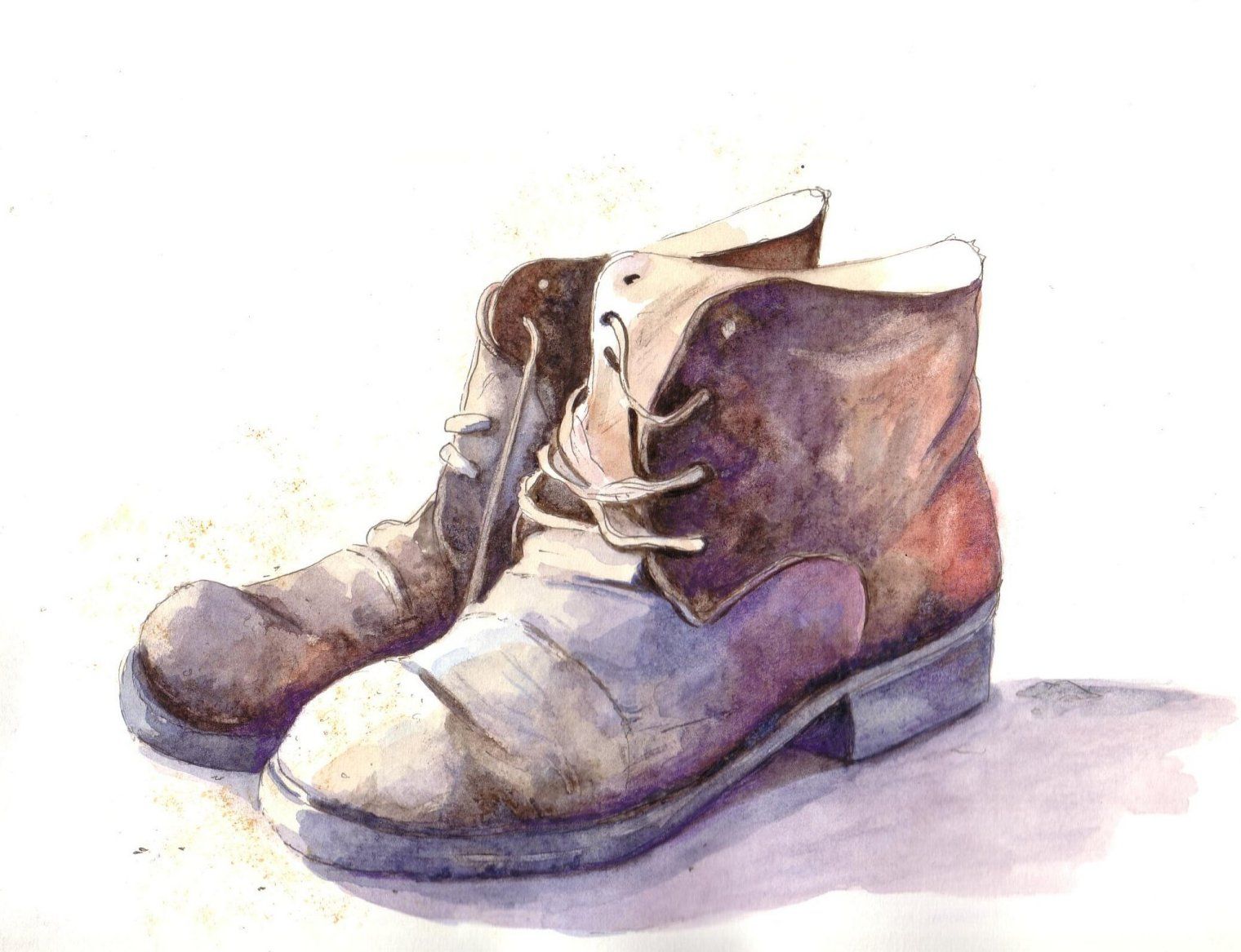 1520x1167 Old Boots Drawing