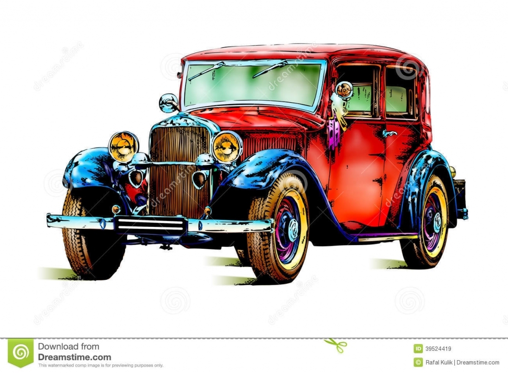 1024x753 Old Car Drawings In Pencil Old Classic Car Retro Vintage Stock