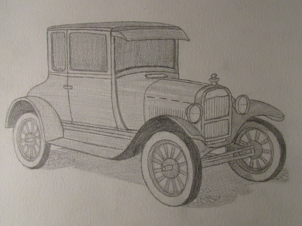 1024x768 Old Cars Sketches