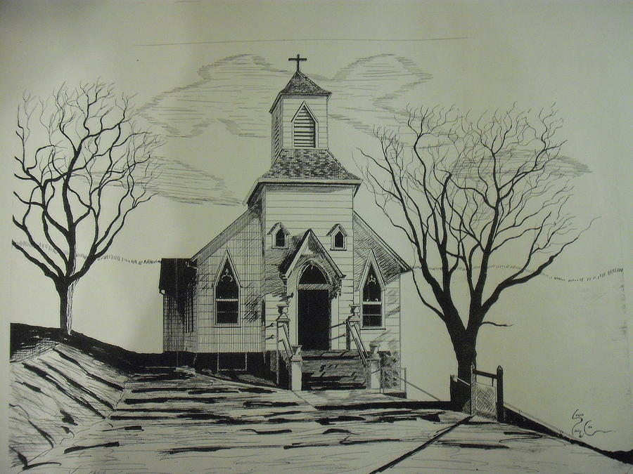 900x675 100 Year Old Church Located In Pocahontas Va Drawing By Steven Cox