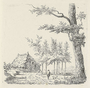 300x293 Man With Dog At A Farm, Baron Reinierus Albertus Ludovicus Drawing